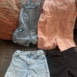 Levi’s & H&M Pink Corduroy Shortalls and Denim/Black Kids Bottoms Set